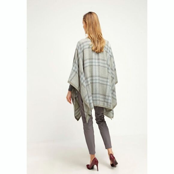 New! RALPH LAUREN Plaid Plus Size Wool Cashmere Blend Poncho Suede-Trim Size 2X - Picture 6 of 8